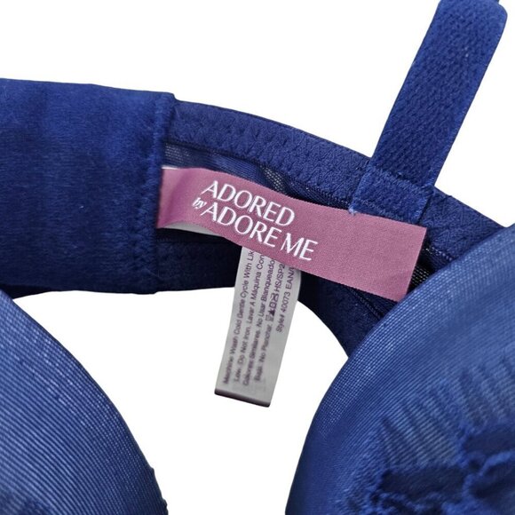 Adore Me Woman’s Blue Vivian Lace Mesh Push Up Underwire Bra – Size 38C NWT - Picture 3 of 15